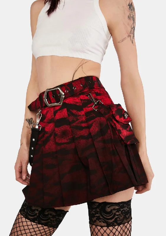 Women's Chic Apparel Gift Ideas Dip Dye Punk Pleated Skirt