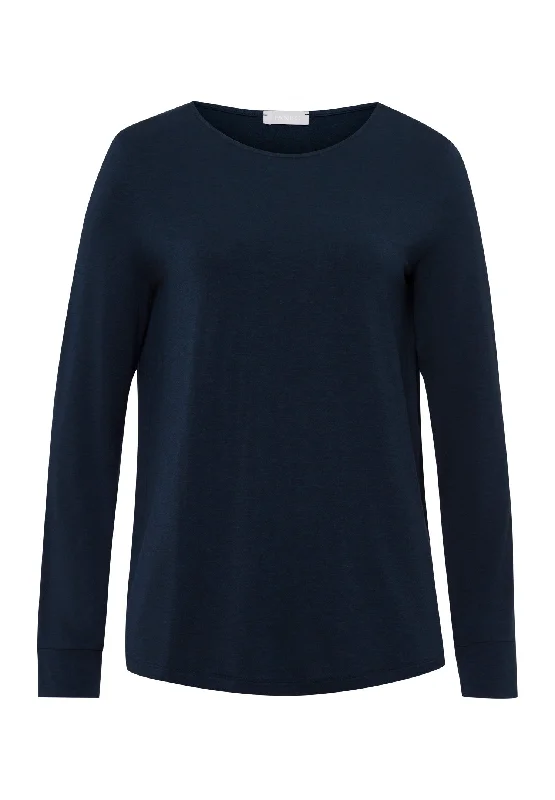 Limited Styles Women's Clothes For Special Occasions Limited Styles Natural Elegance Relaxed Round Neck Top | Deep Navy 74948-1610