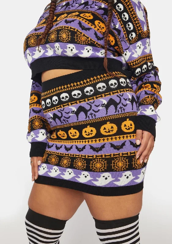 Women's Seasonal Clothing Style Breakthroughs Plus Night Of Spooks Sweater Skirt