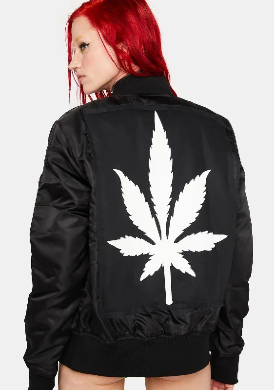 Fashionable Women's Clothes Retro Style Promotions Weed Leaf Jacket