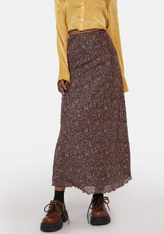 Sustainable Fashion Clothing For Women Get The Latest Trends Flower Garden Brown Rindu Maxi Skirt