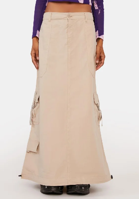 Women's Stylish Professional Garments Find Your Unique Flair Aria Beige Cargo Maxi Skirt