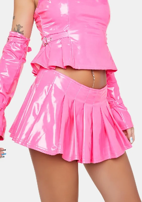 Women's Casual Apparel Hot Items Girl Domination Vinyl Mini Skirt