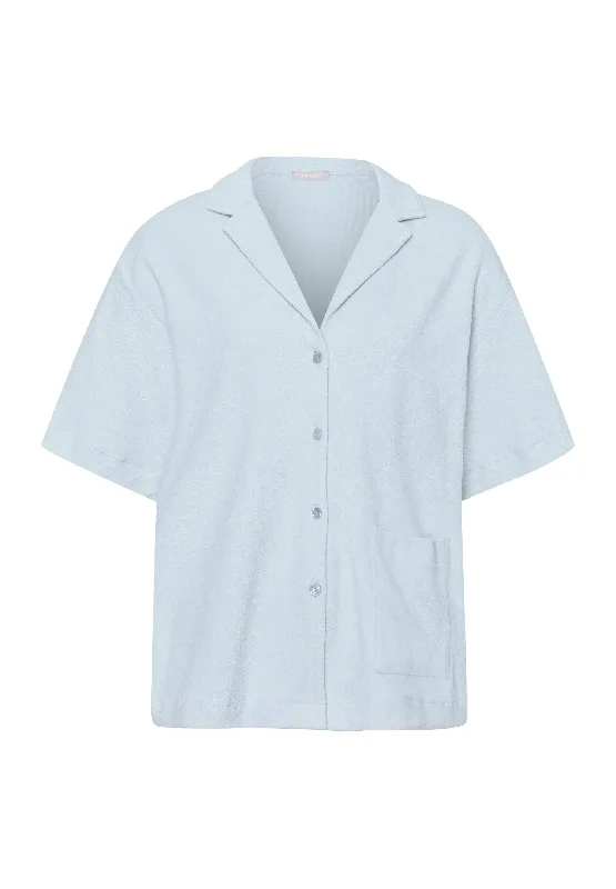 Style Breakthroughs Women's Clothing Apparel Style Breakthroughs Sleep And Lounge Notch Collar Cotton Shirt | Misty Blue 77720-2518