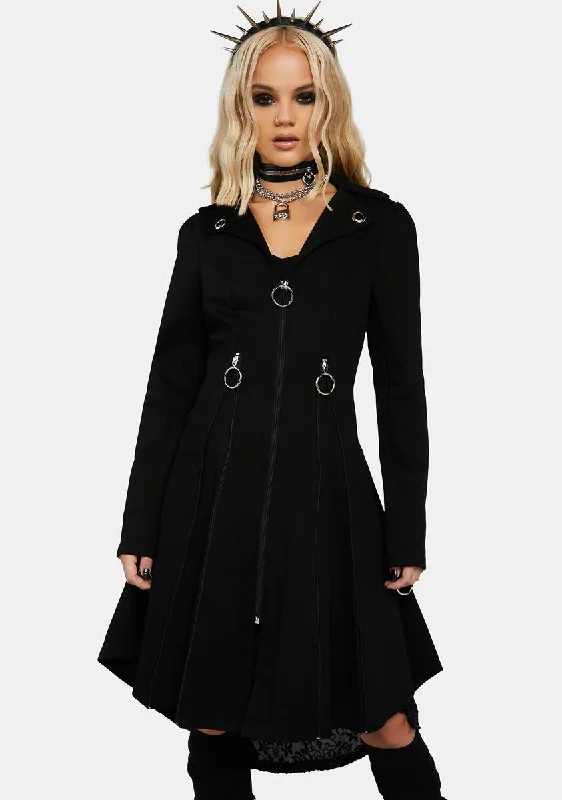 Vintage Clothing For Women Elegant Fashion Offers Fit & Flare Coat W/ Zip Detail