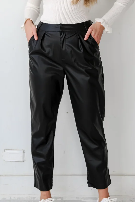 Elegant Women's Attire Unbeatable Deals FINAL SALE - Totally Polished Black Leather Pants