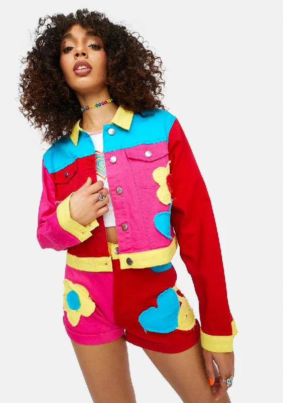 Women's Clothing For Special Occasions Bold Style Discounts Free Luv Nation Colorblock Applique Twill Jacket