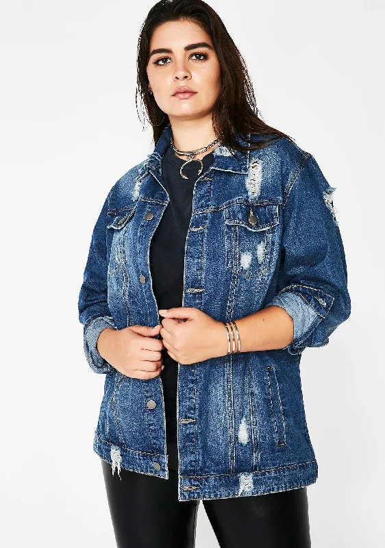 Stylish Women's Clothing Premium Style Off To The Races Denim Jacket