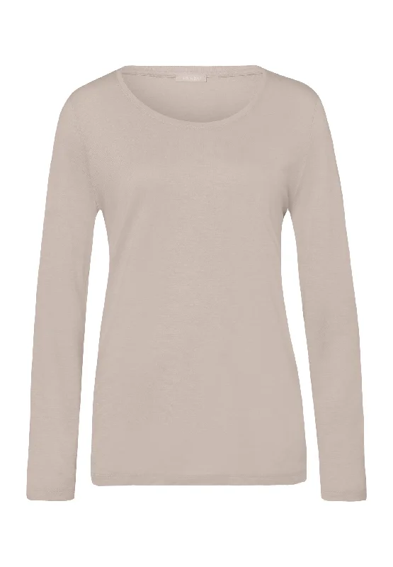 New In This Season Women's Cozy Outfit For Lounging New In This Season Sleep And Lounge Relaxed Round Neck Top | Pumice 77844-2801