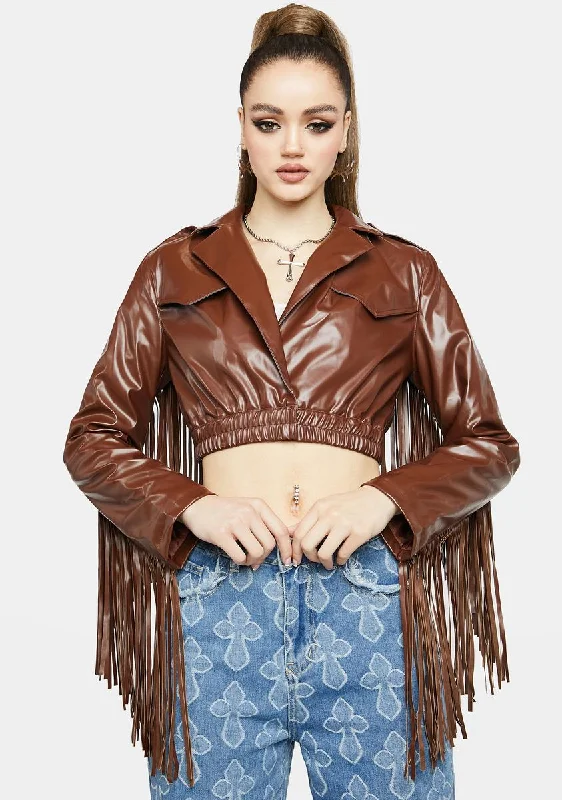 Sustainable Women's Clothes Summer Fashion Sienna Victim Of Cool Fringe Moto Jacket