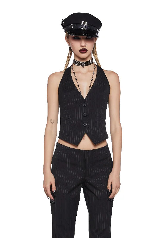 Women's Evening Garments Style Revolution Soul Shredder Pinstripe Vest