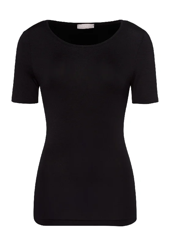 Ride The Style Wave Affordable Luxury Women's Garments Ride The Style Wave Soft Touch Round Neck Fitted Top | Black 71258-019