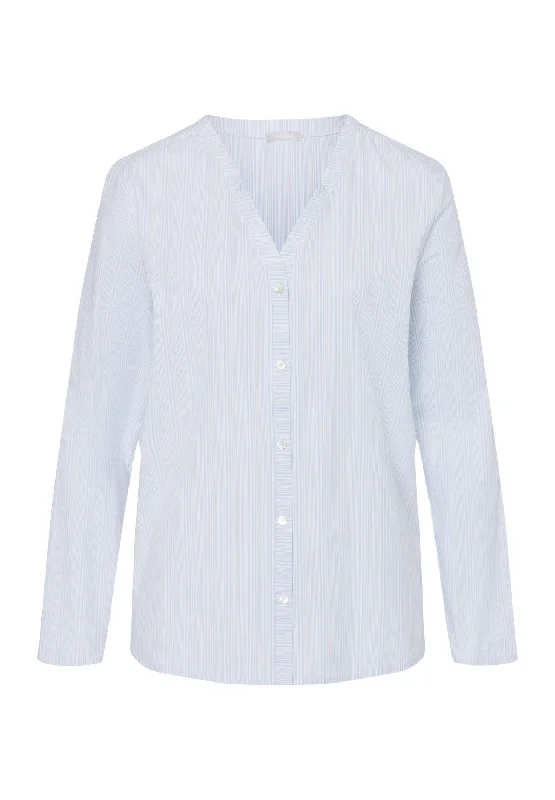 Budget Friendly Charming Women's Outfit For Special Occasions Budget Friendly Sleep And Lounge Cotton Notch Collar Shirt | Dreamy Stripe 77457-2369