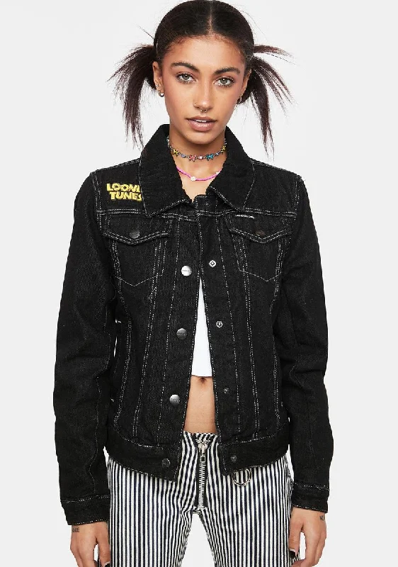 Women's Occasion Wear Clothes Romantic Fashion Discounts X Looney Tunes Reversible Trucker Jacket