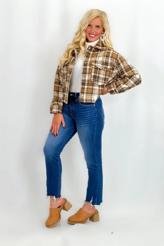 You'll Love Us Because Women's Fashion-Forward Apparel You'Ll Love Us Because Brown Plaid Button Up Shacket