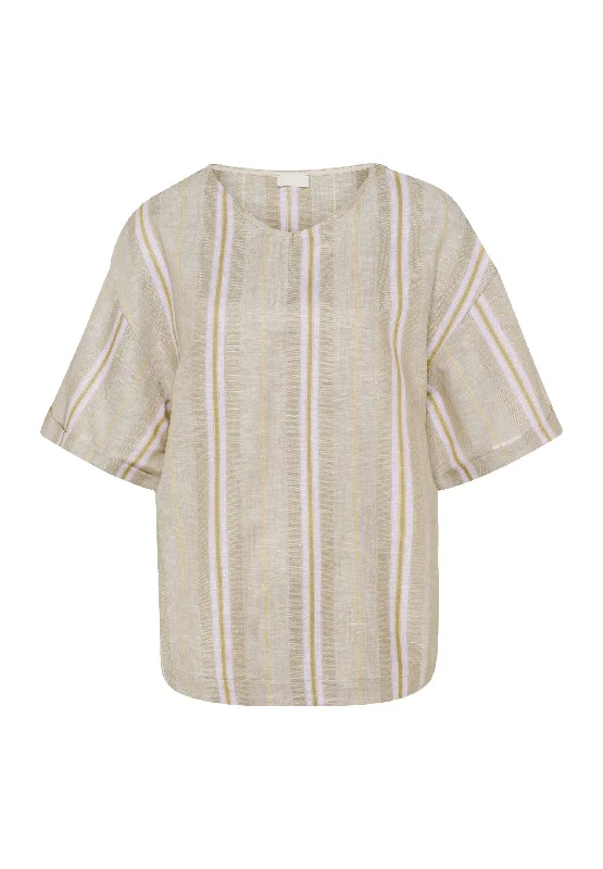 Cool Prices Women's Transitional Apparel Cool Prices Urban Casuals Linen Blend Oversized Top | Affogato Stripe 78672-2960