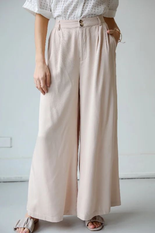 Women's Holiday Clothing Vintage-Modern Style Offers FINAL SALE - Confident Appeal Taupe Trouser Pants