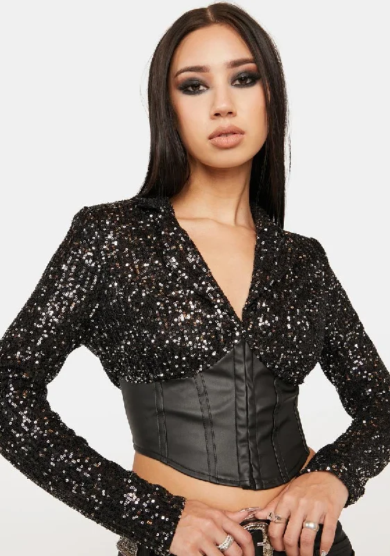 Women's Elegant Clothing Sets Vibrant Style Promotions Look And Learn Sequin Blazer