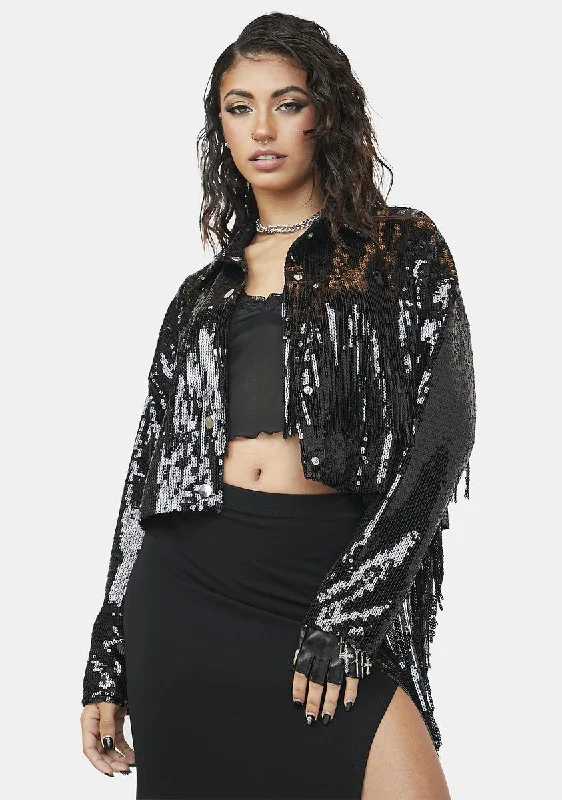 Women's Comfy Loungewear Outfit Popular Collection Dark Blindin' Baddie Sequin Jacket