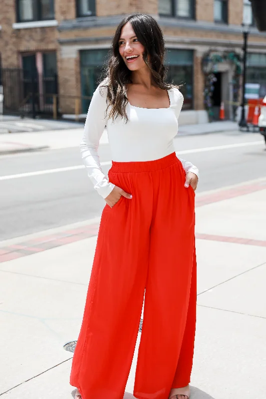 Women's Activewear Apparel Stylish Deals FINAL SALE - Chic Influence Satin Wide Leg Pants