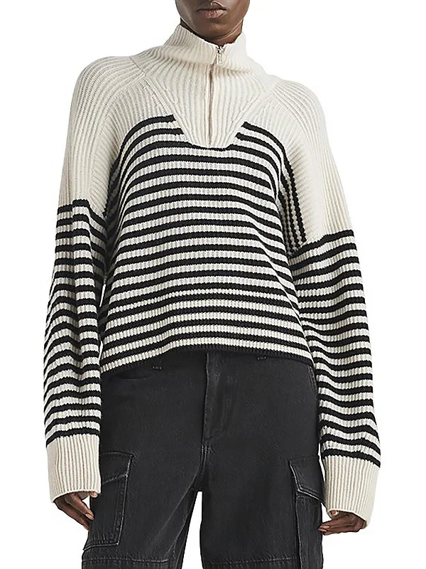 Women's Holiday Apparel Classic Chic Deals Pierce Womens Cashmere Striped Pullover Sweater