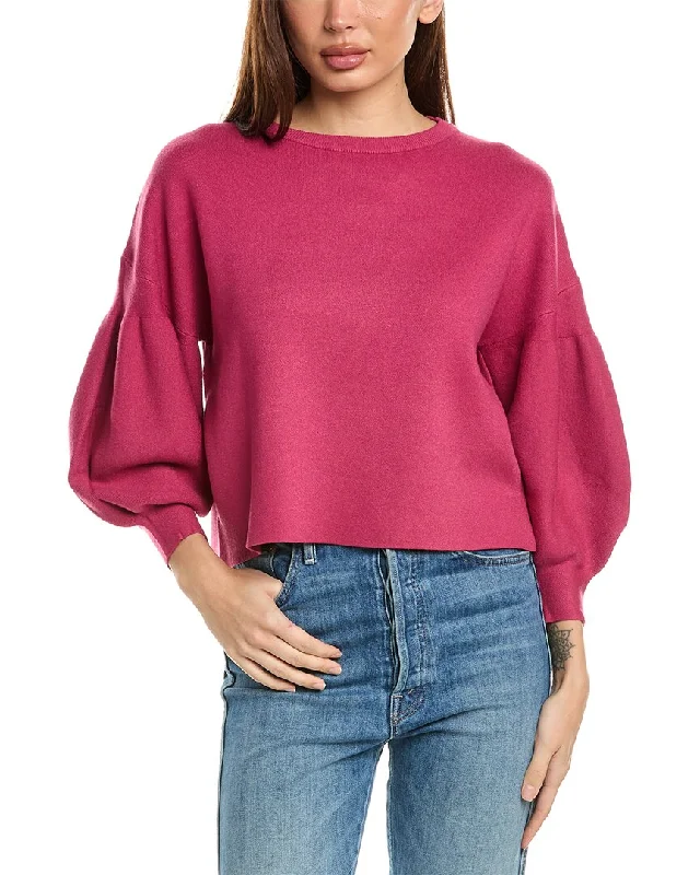 Classic Women's Clothing Styles Forward Trendsetter OAT New York Balloon Sleeve Sweater