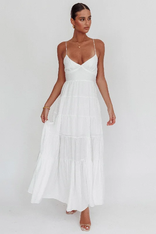 Women's Elegant Garments Unleash Your Fashion Main Attraction Cami Strap Maxi Dress White