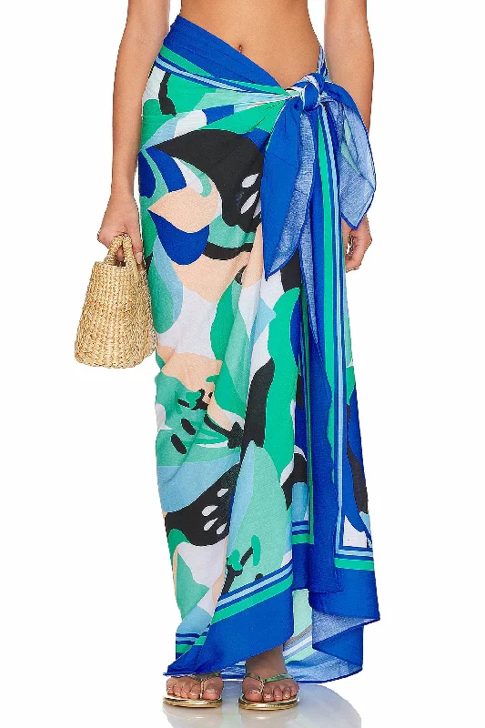 Women's Vintage-Inspired Outfit Chic & Cozy Collection Cotton Sarong In Jade