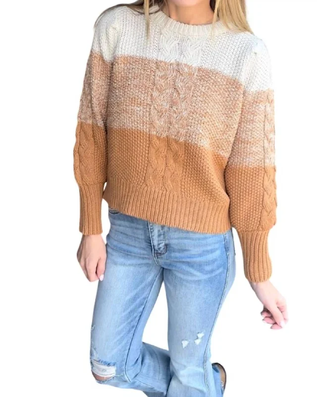 Women's Transitional Outfit Break Fashion Norms Ombre Sweater In Camel