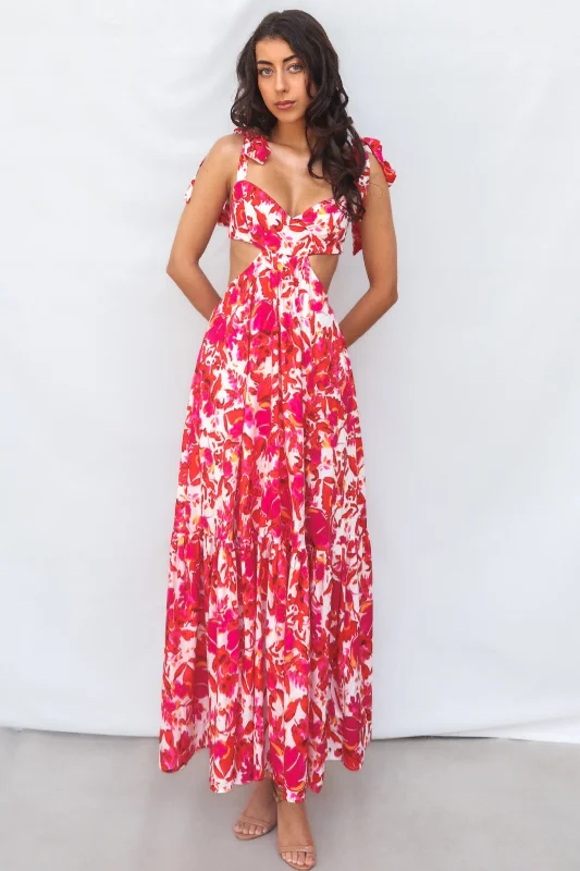 Casual Outfit For Women Elegant Style Pedro Maxi Dress - Red Floral