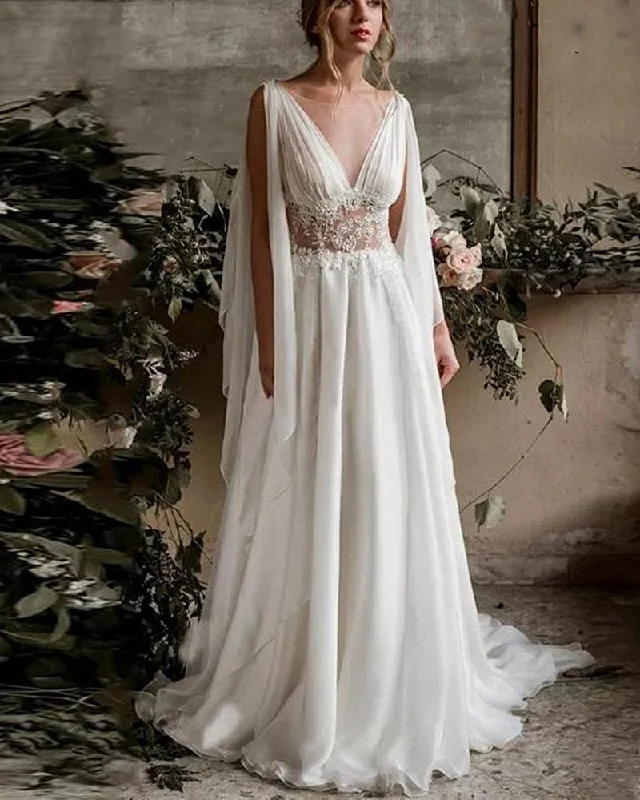 Women's Evening Outfit Relaxed Style Deals Stylish Boho Wedding Dress, Boho Dress, Ancient Greek Wedding Dress, Beach Wedding Gown, Backless Bridal Dress WD10108