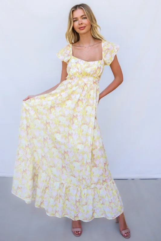 Elegant Women's Attire Edgy Fashion Deals Lawson Maxi Dress - Yellow Floral