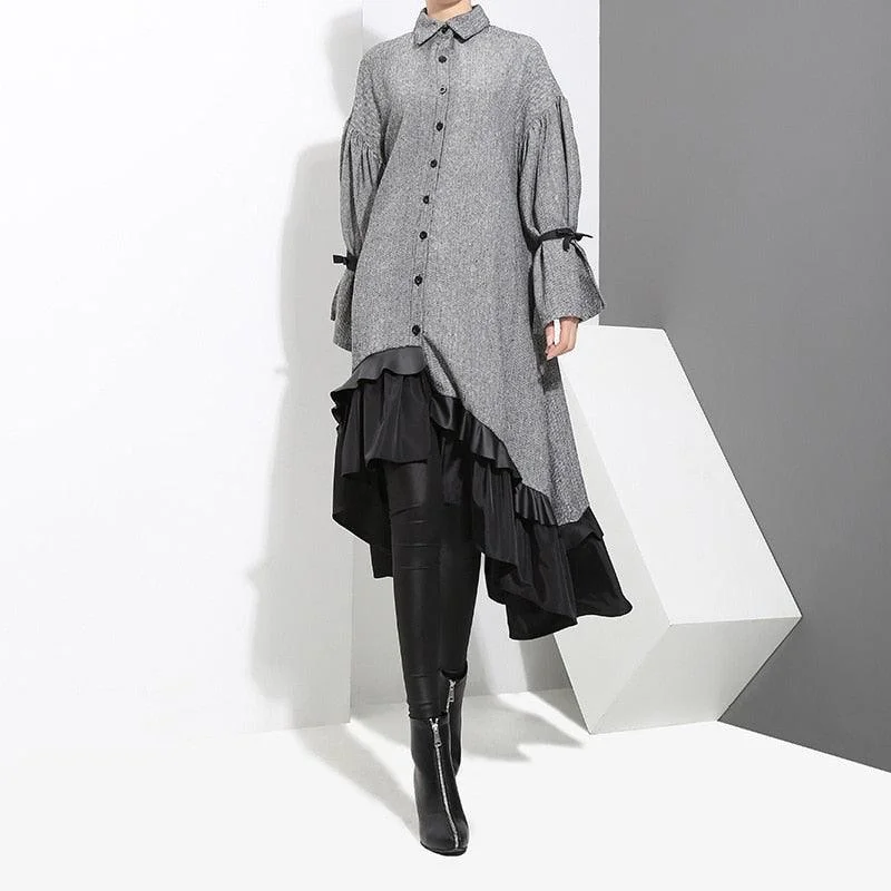 Women's Comfortable Garments Budget-Friendly Fashion Long Sleeve  Bandage Irregular Loose Dress