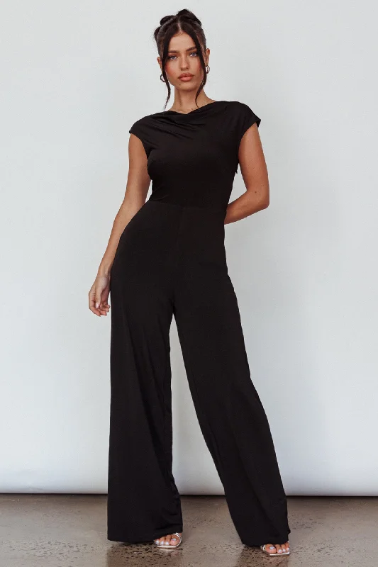 Sustainable Fashion Clothing For Women Romantic Chic Deals Lucinda Twist Back Jumpsuit Black