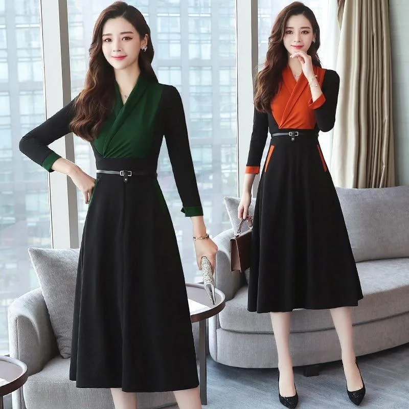 Luxury Women's Clothes Sustainable Fashion Extravaganza Long Sleeve Vintage Chiffon Elegant  Midi Dress