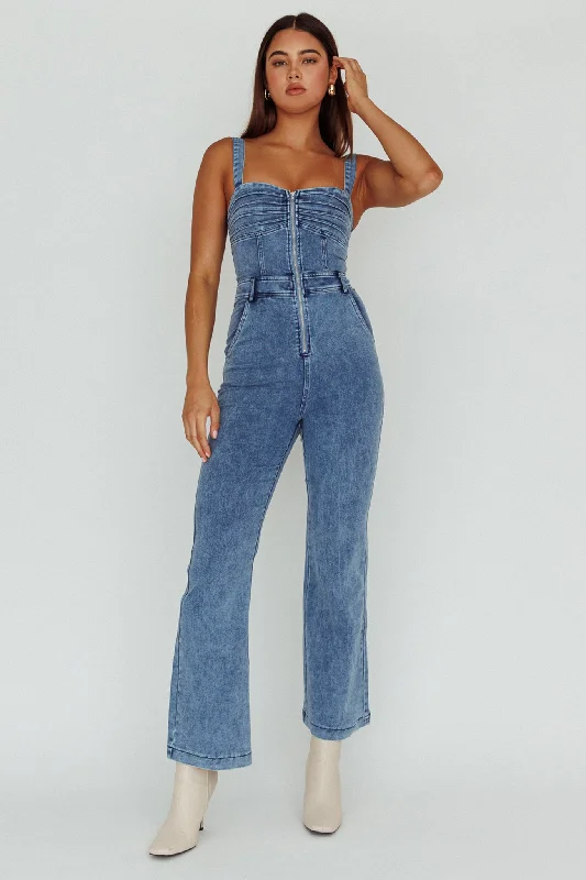 Women's Fashion Clothes Urban Fashion Emilio Flared Jumpsuit Denim