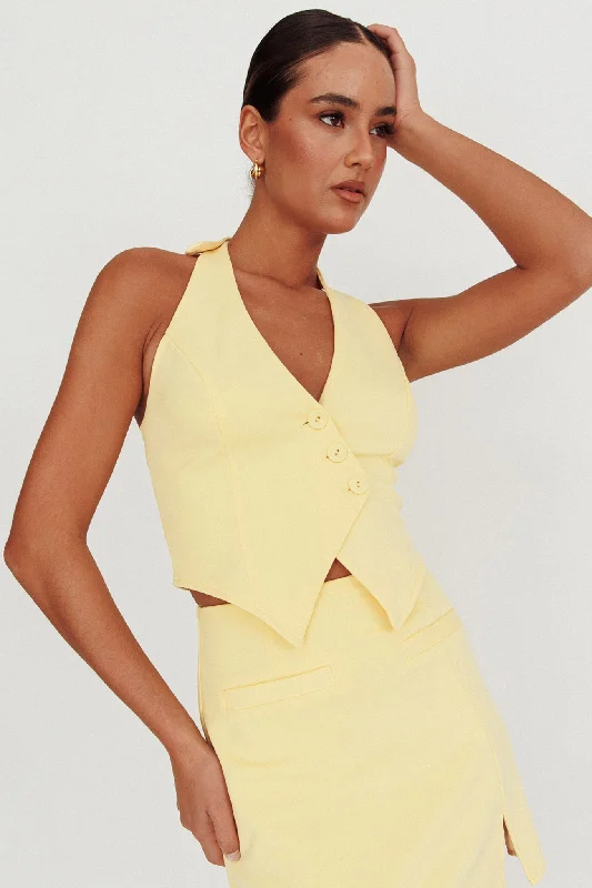 Women's Outerwear Attire Find Your Unique Flair Tammi Halter Vest Top Lemon