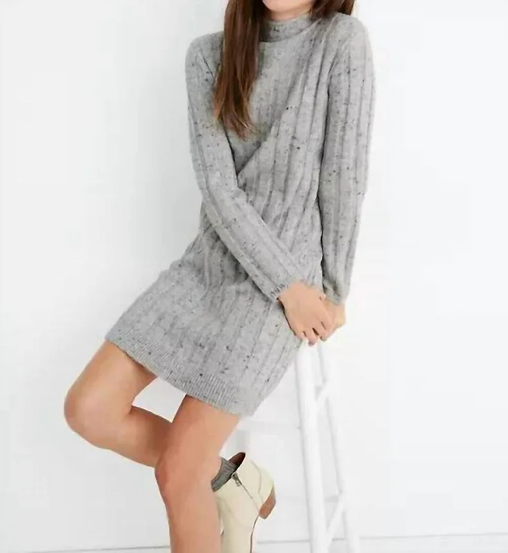 Women's Seasonal Clothing Special Offer For You Donegal Rolled Mock Neck Sweater Dress In Gray