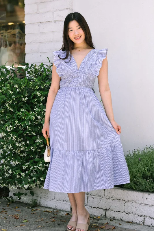 Women's Vacation Outfit Set Spring Offer Reese Ruffled Striped Dress