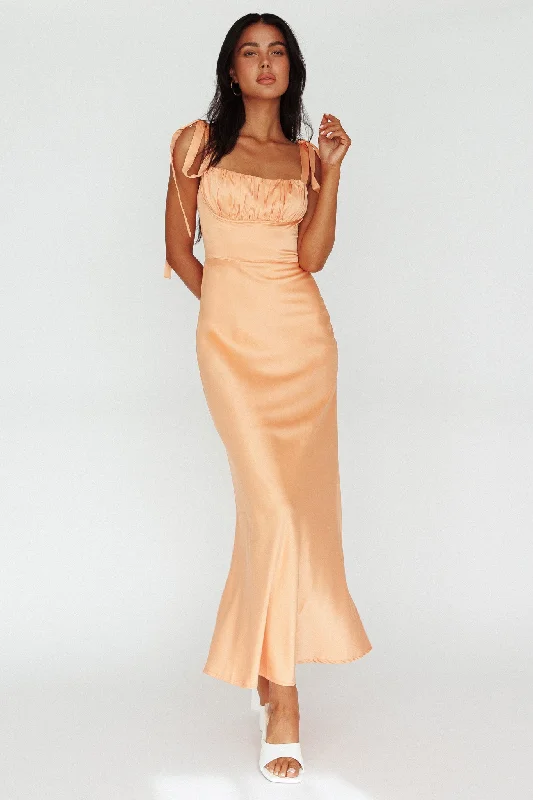 Formal Clothing For Women Classy Style Discounts Pennelope Tied Shoulder Maxi Dress Orange