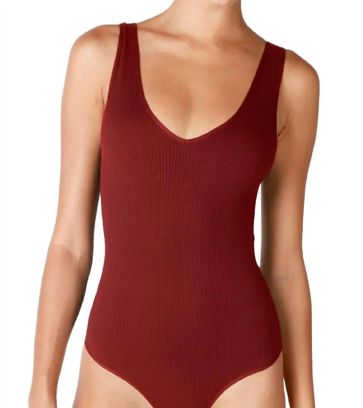 Women's Garments Latest Trends V Neck Tank Bodysuit In Sundried Tomato