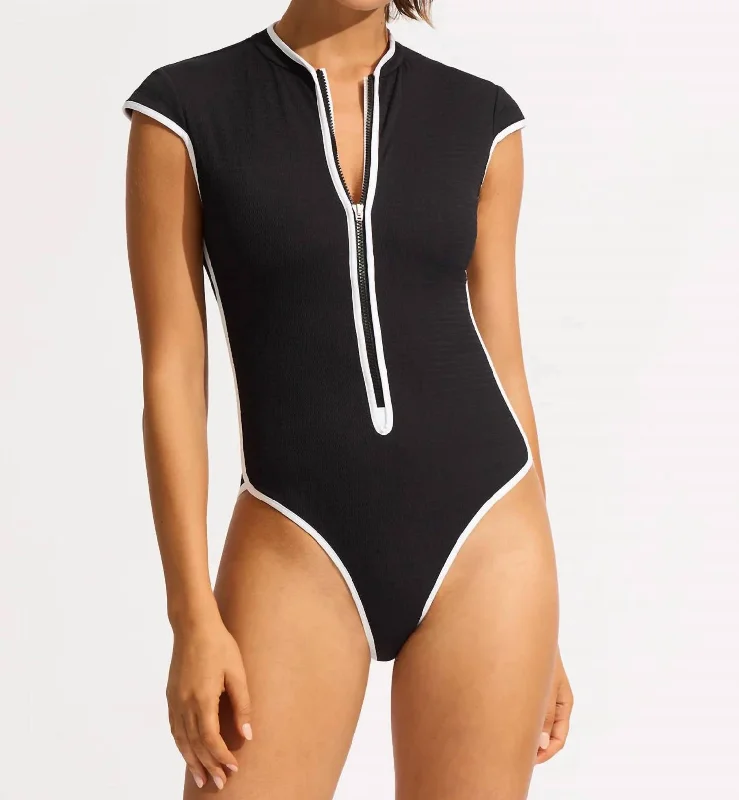 Women's Travel Apparel Feminine Style Promotions Beach Bound One Piece Swimsuit In Black