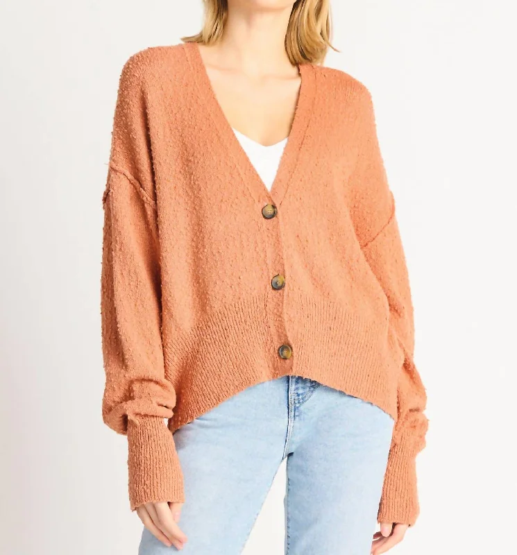 Casual Chic Women's Clothes Fall Sale, Prices Drop Boucle Button Front Cardigan In Orange