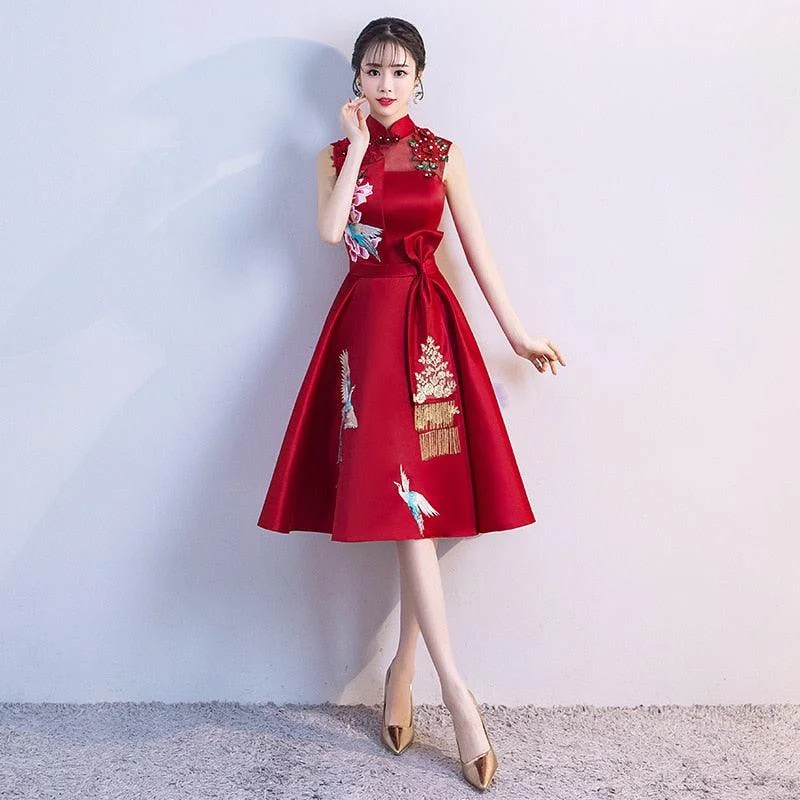 Comfortable Women's Apparel Relaxed Style Vintage Mandarin Collar Qipao Floral Elegant Chinese Bride Wedding Cheongsam