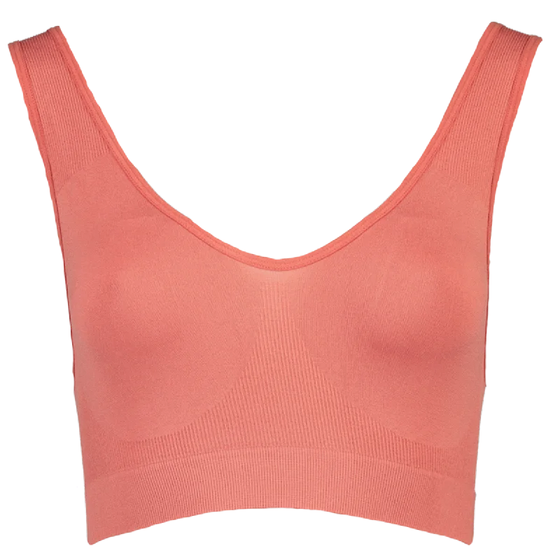 Affordable Women's Garments Street Style Discounts Pink Ribbed Seamless Bra