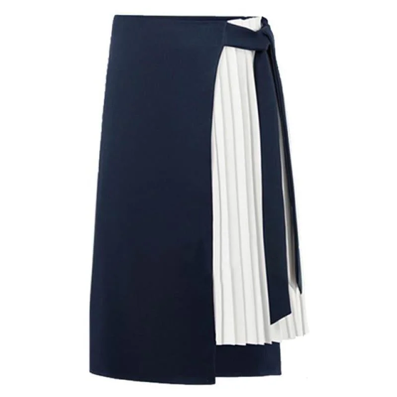 Women's Professional Clothes Limited Edition Chiffon Asymmetry High Waist Polyester Streetwear Midi Skirts