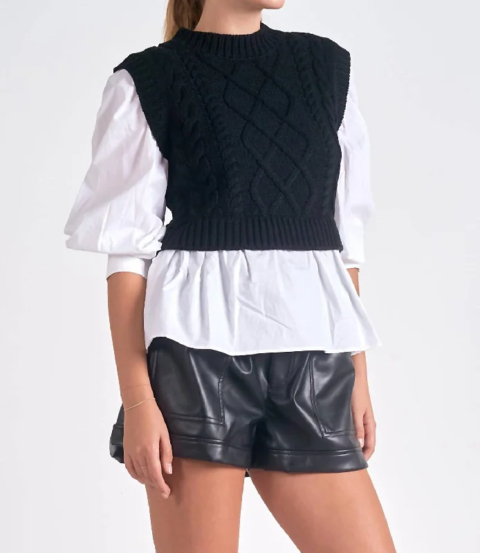 Stylish Women's Outfit Huge Discounts This Week Layered Sweater Vest In Black