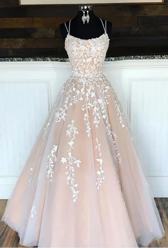 Stylish Women's Garments For Holidays Don't Miss Out PL0525 Amazing Ivory / Nude  Criss-cross Back Spaghetti Lace Ball Gown Wedding Dress,Sweet 16  Tulle Lace Gown ,Girls Party Prom Dresses Longo Vestido