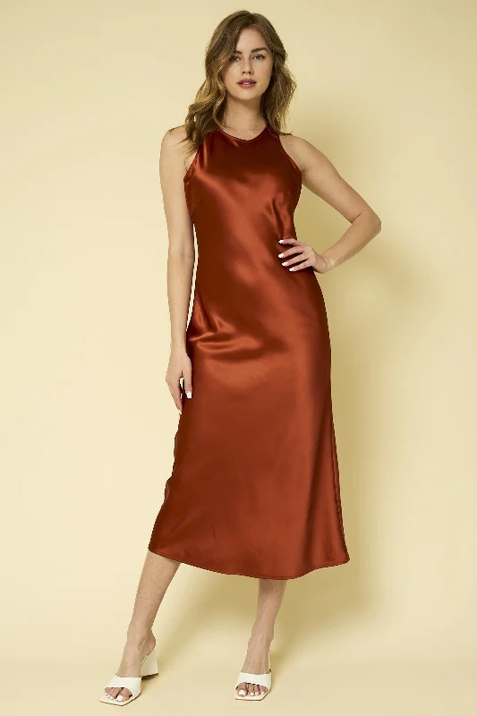 Women's Vintage Garments Daring Fashion Promotions "Believe In Me" Racer Neck Long Slit Dress