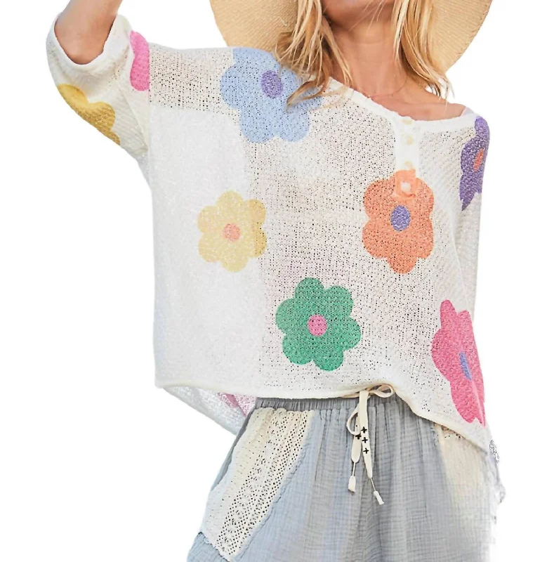 Classic Clothes For Women Discover Now Flower Print With Buttons In Ivory